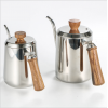 304不锈钢木柄带盖咖啡手冲壶